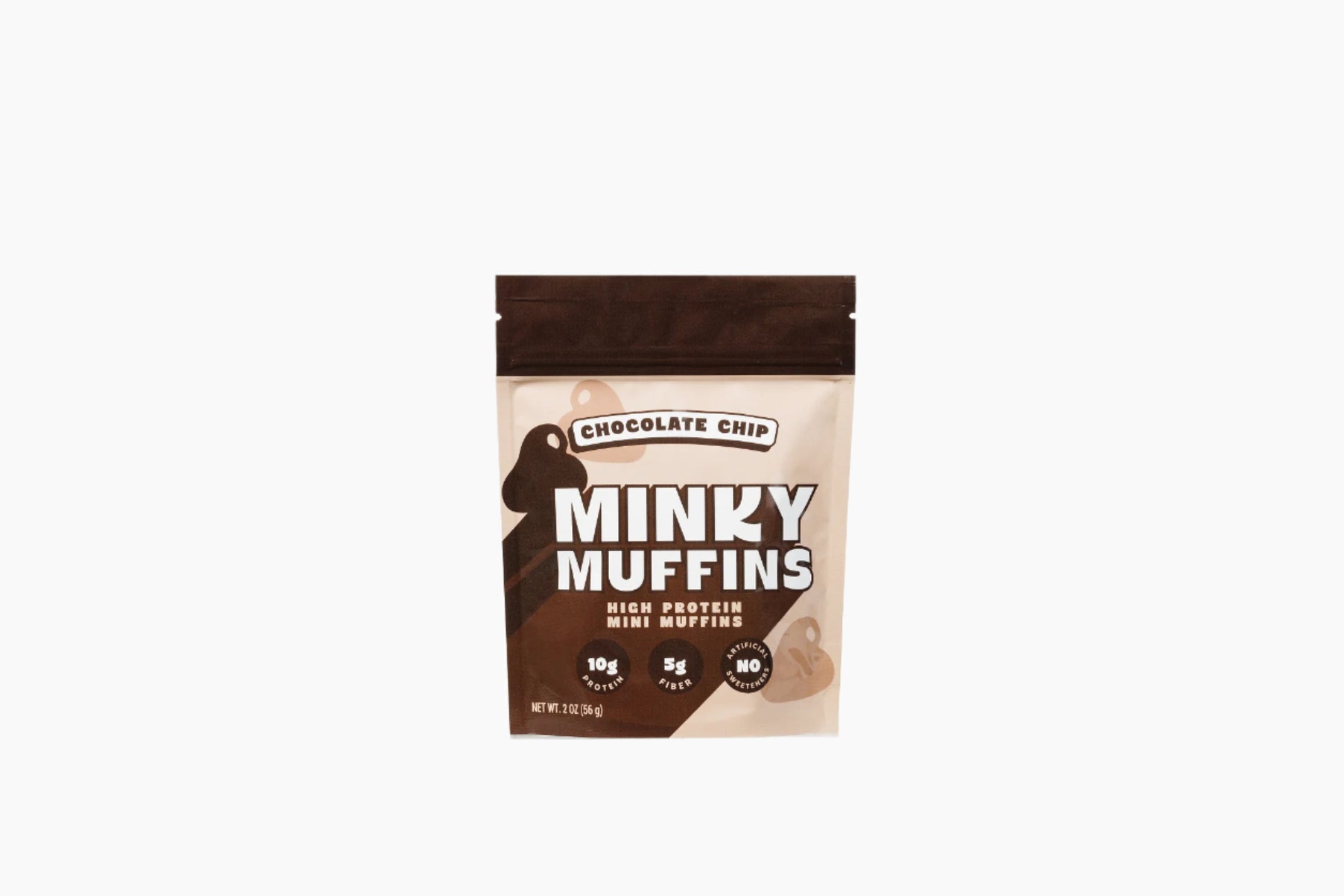 Minky Muffins chocolate chip high protein muffin package on a white background